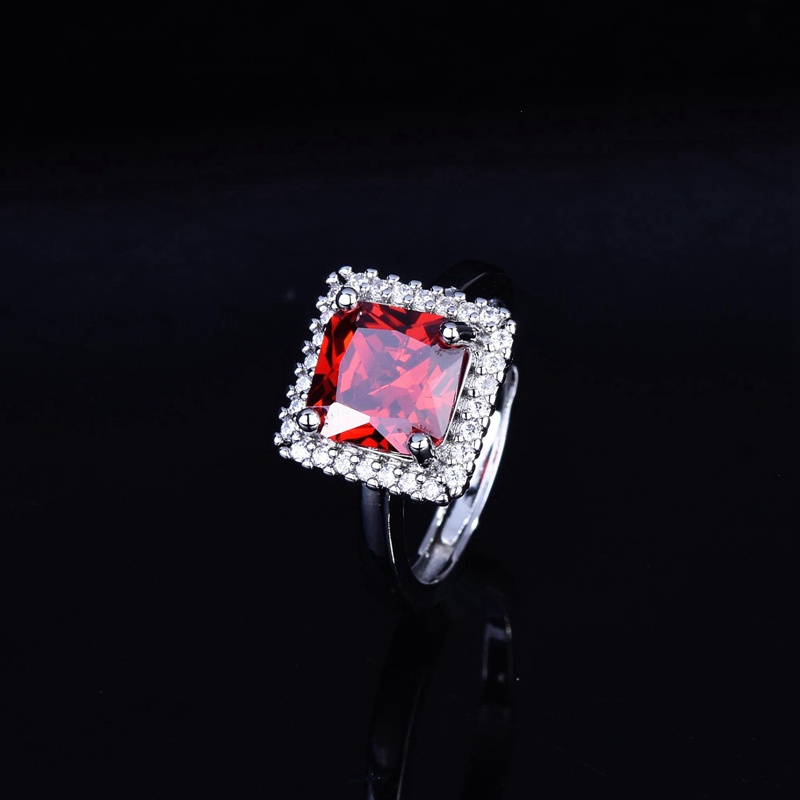 Nhẫn bằng bạc 925 đính đá ruby thời trang sang trọng cho nữ