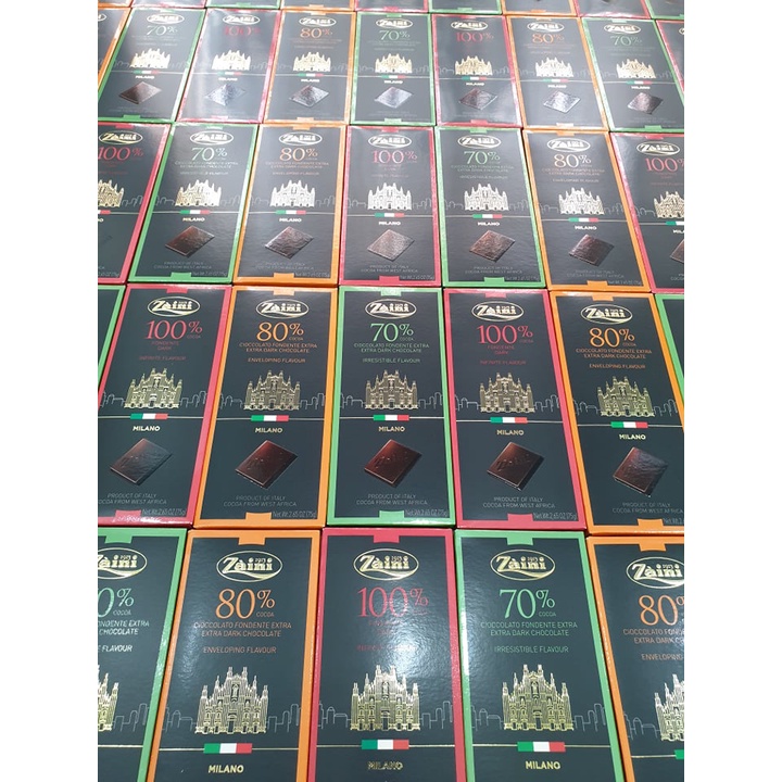 Chocolate Zaini Extra Dark Chocolate 70% Cacao thanh 75gr