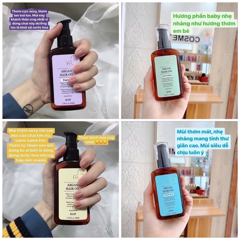 Dầu Dưỡng Giúp Hồi Phục Tóc Hư Tổn Raip R3 Argan Hair Oil