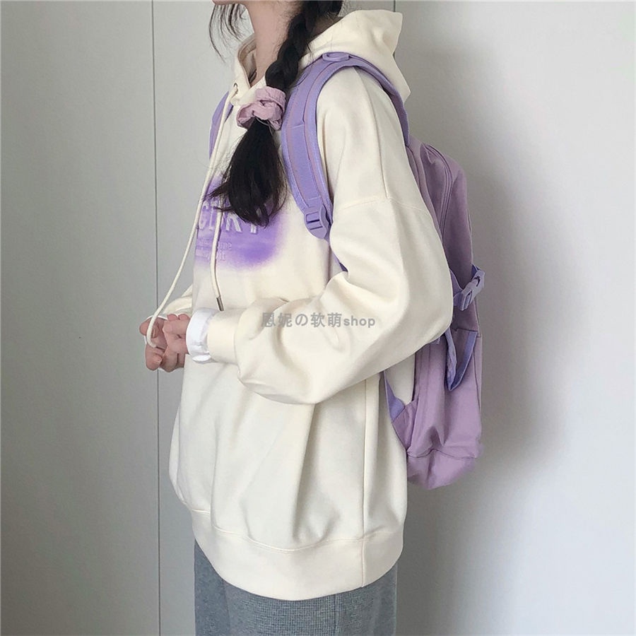 Áo hoodie dáng rộng in chữ mặc vào mùa thu và mùa đông cho nữ