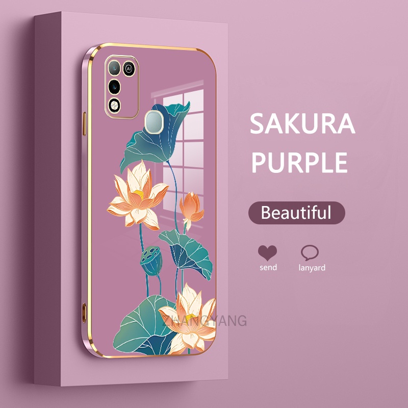 ốp lưng infinix hot 10 play hot 11 play ốp điện thoại infinix hot 10 play hot 11 play Ốp Điện Thoại TPU Dẻo Mạ Màu Họa Tiết Hoa Sen Sang Trọng