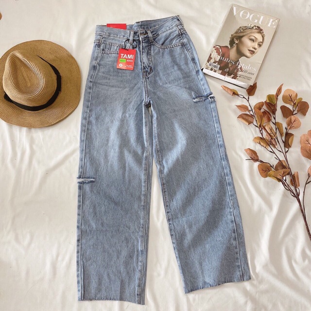 Baggy Jeans Ống Rộng Rách PT