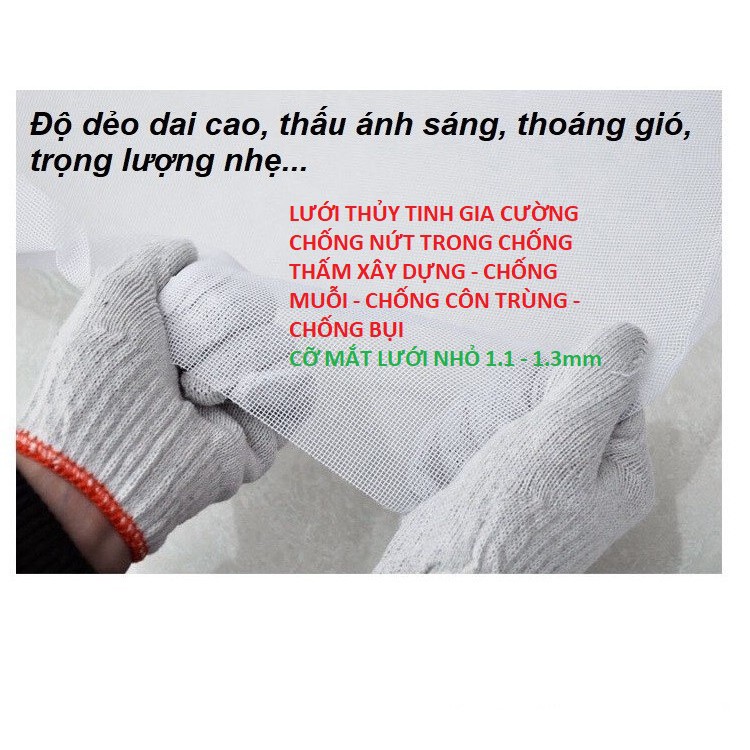Lưới thủy tinh sợi gia cường 90% - chống nứt sử dụng với chất chống thấm - lưới thủy tinh gia cố quét góc