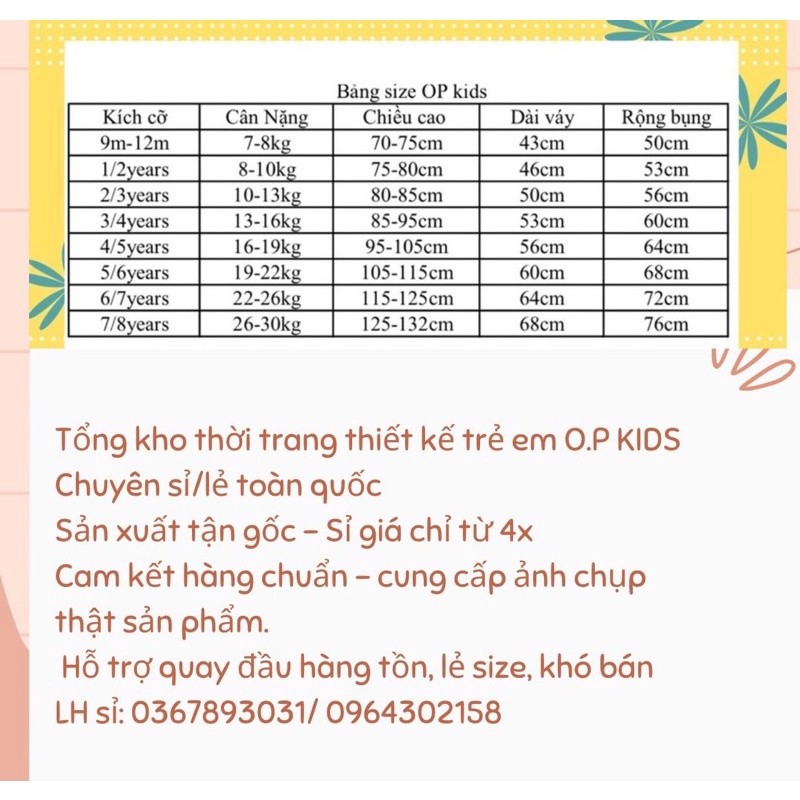 Váy Bé Gái Dáng Tay Bồng Sành Điệu O.P Kids