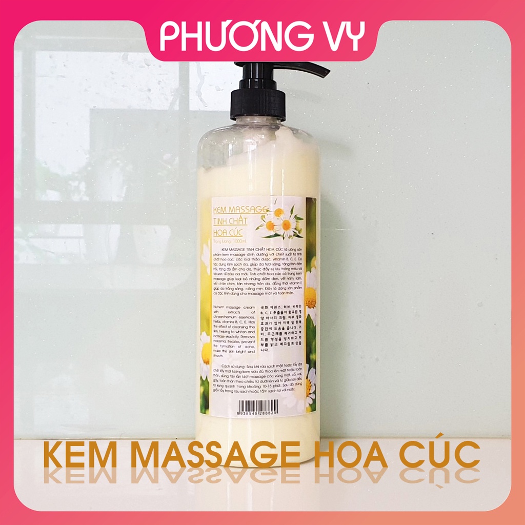 1000ml KEM MASSAGE CÁC LOẠI HOA HỒNG, HOA CÚC, SỮA, TRÀ XANH, LÔ HỘI, BẠC HÀ.