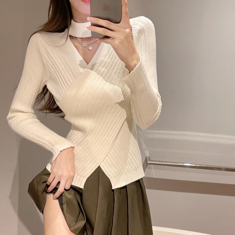 Áo Sweater Dệt Kim Tay Dài Dáng Ôm Thời Trang Mùa Thu Cho Nữ Có Size Lớn