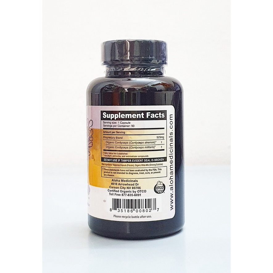 Đông trùng hạ thảo Aloha Medicals Cordyceps 525 mg chai 90 viên từ Mỹ