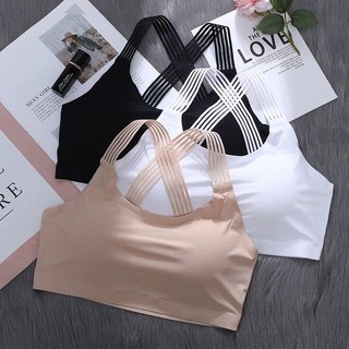 Áo bra cao cấp + áo bra thể thao đúc su có mút nâng ngực thông hơi co giãn 3 dây chéo lưng - mã 5529