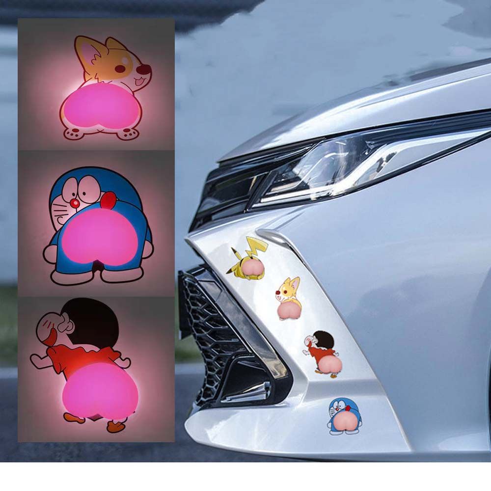 Miếng dán trang trí xe hơi họa tiết 3D phản quang dễ thương bằng silica gel chống va chạm