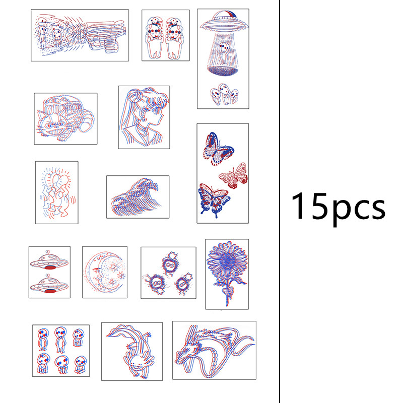 Bộ 15 Tờ Hình Xăm Dán T5am Thời Chống Nước Lâu Trôi Hình Ma Đáng Yêu Dành Cho Nữ