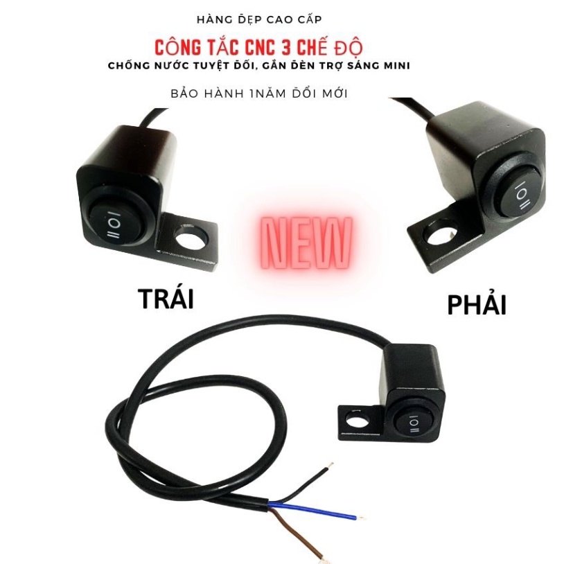 Công Tắc Đèn Trợ Sáng Lắp Chân Gương Thân CNC Chống Nước