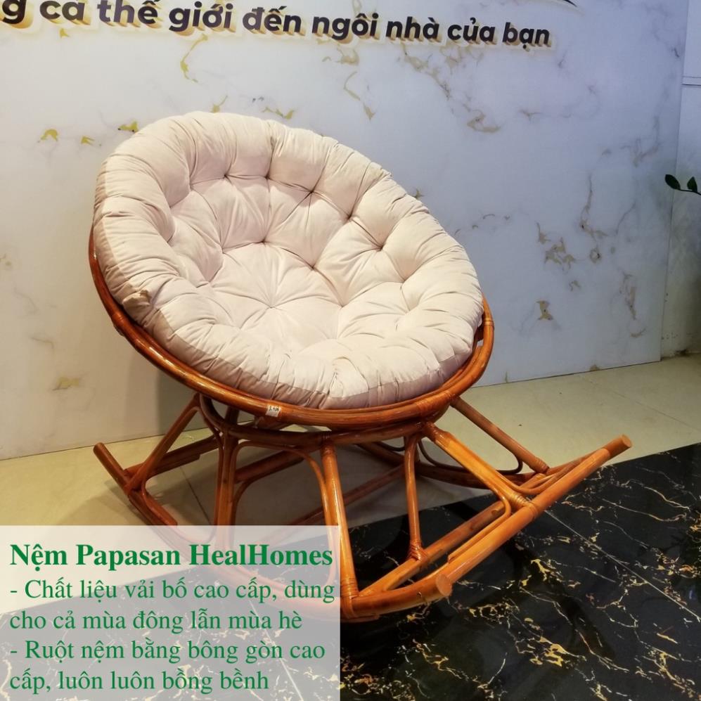 Ghế lười bập bênh thư giãn Papasan 1m2 mây phòng ngủ cho bé, decor ban công, trang trí phòng khách xem tivi / HealHomes