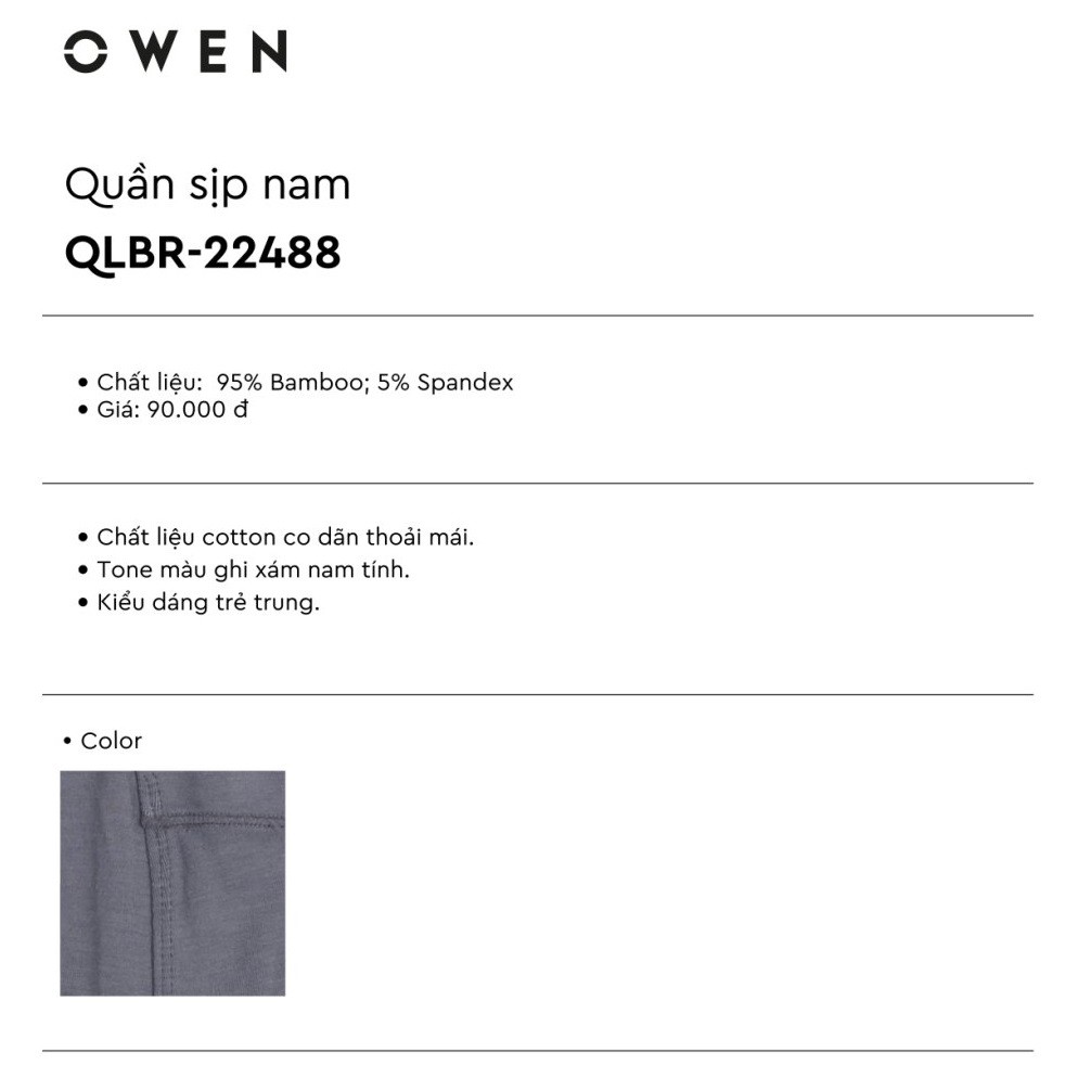 Quần Sịp Đùi Owen - QLBR22488 Màu Xám Chất Liệu Bamboo