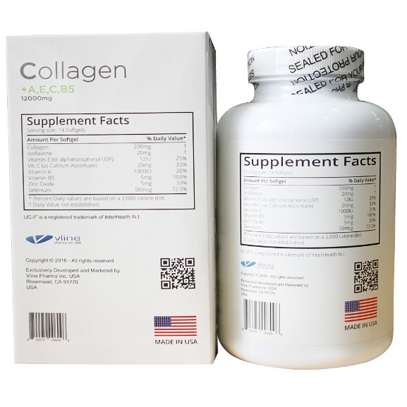 Viên uống đẹp da Collagen +AEC B5 12000MG USA (Hộp 180 viên)