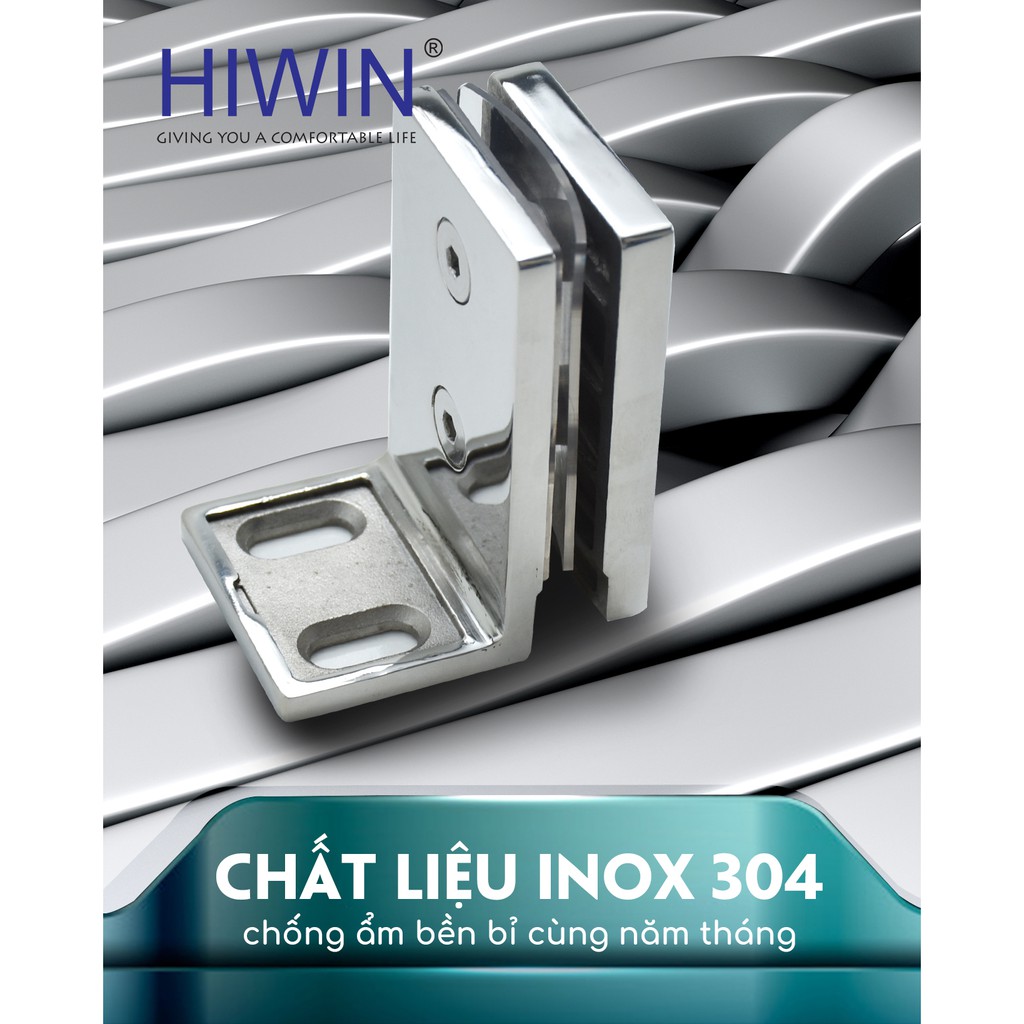 Kẹp 90 kính - tường cabin tắm inox 304 mặt gương Hiwin AR-601