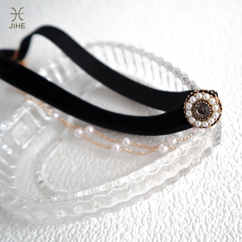 Vòng Cổ choker Nhung Đen Đính Ngọc Trai Thời Trang Dành Cho Nữ