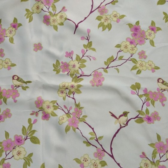 Rèm cửa vải dày họa tiết cây lá hoa màu xanh nhiều kích thước ( giá bán 1 tấm)