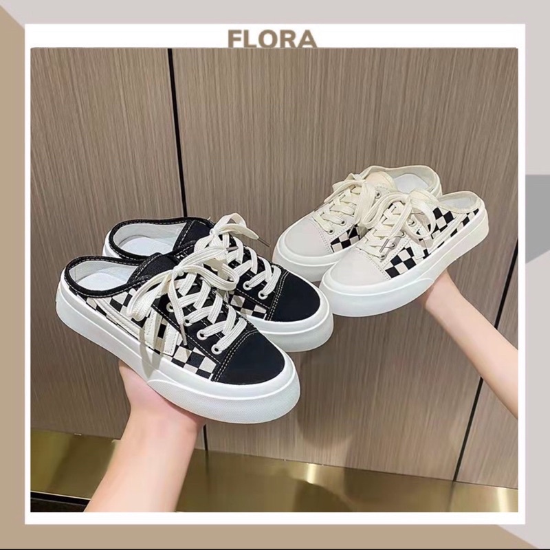 Giày sục caro nữ thể thao Hàn Quốc kiểu dáng học sinh giá rẻ FLORA S05
