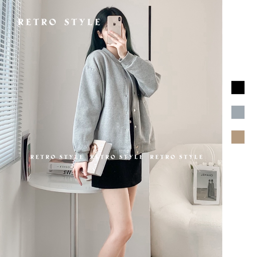Áo bomber nỉ lông UNISEX nam nữ Aobombernibong1371