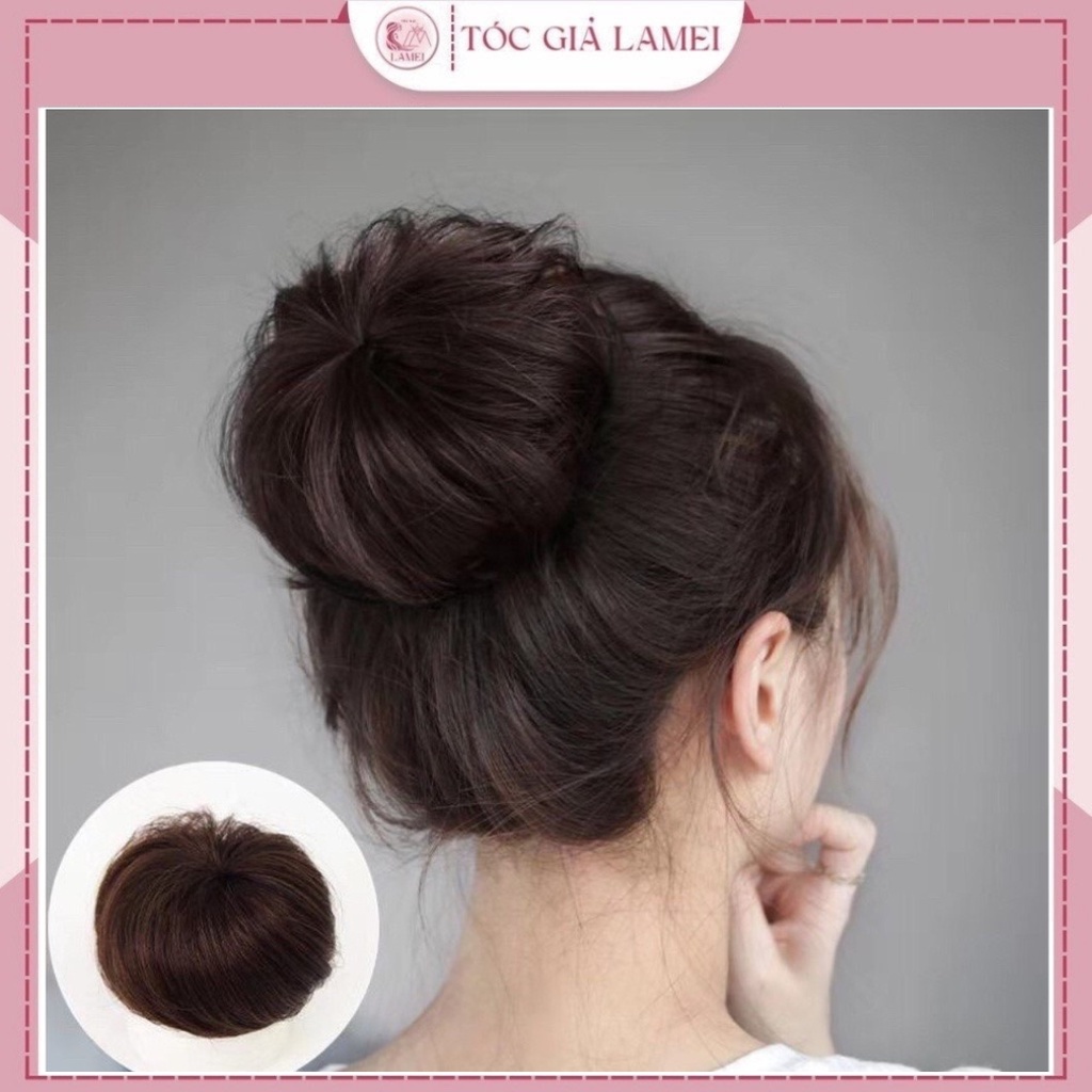 Tóc giả nữ đẹp-tóc giả búi tròn cao phong cách hàn quốc