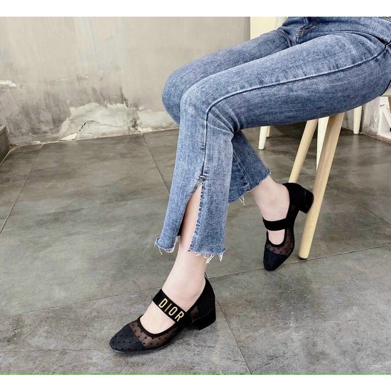 Giày cao gót Dior bi lưới fullbox