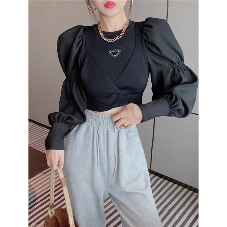 Áo thun tay dài cổ tròn phong cách Hàn Quốc thời trang mùa thu cho nữ