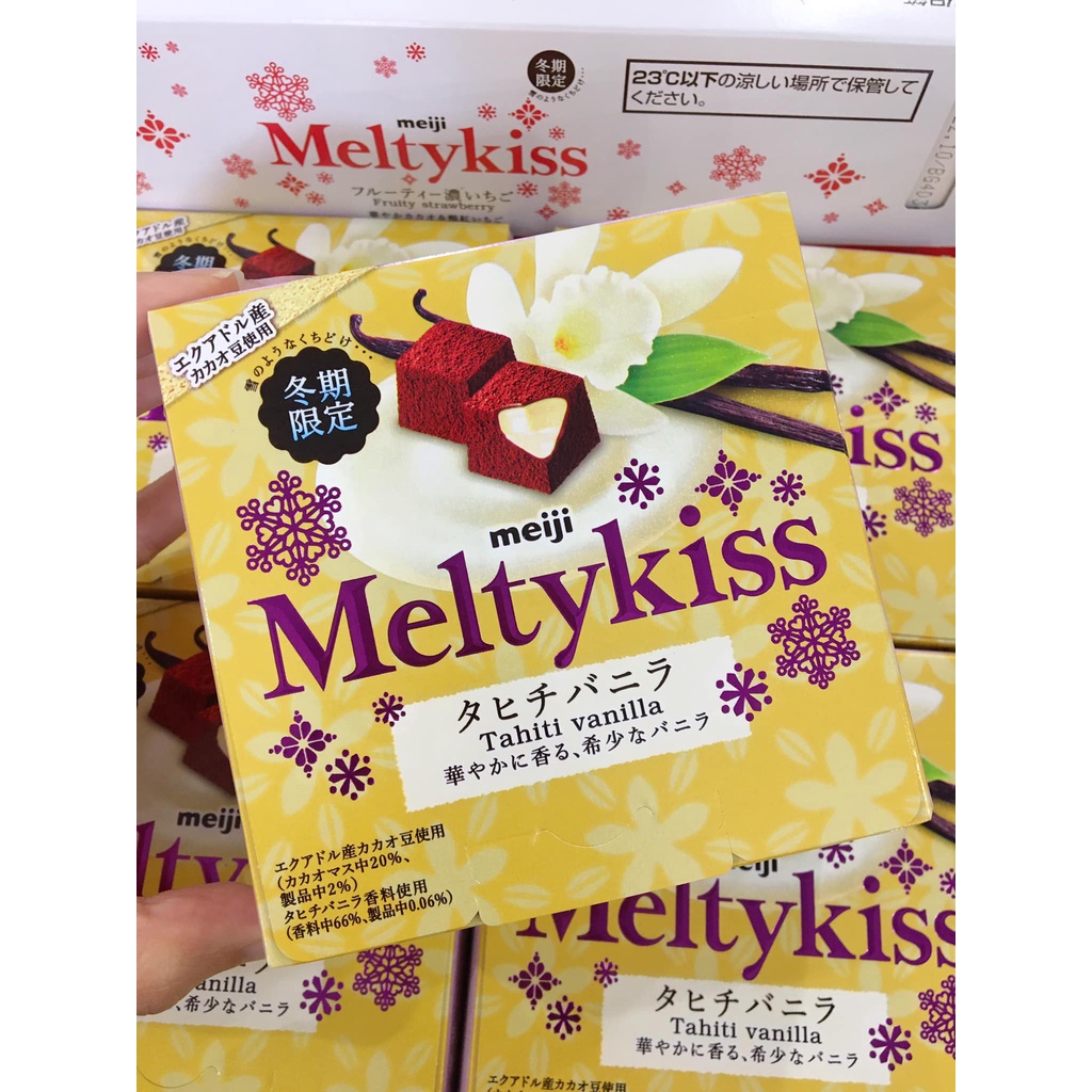 Socola Tươi Melty Kiss Meiji Nội Địa Nhật Bản 56G Vị Trà Xanh Cacao Vani Dâu Date 9/2022