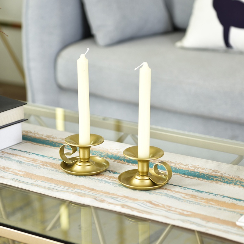 Bộ 2 Giá Đỡ Đèn Cầy Bằng Kim Loại Phong Cách Retro Đơn Giản