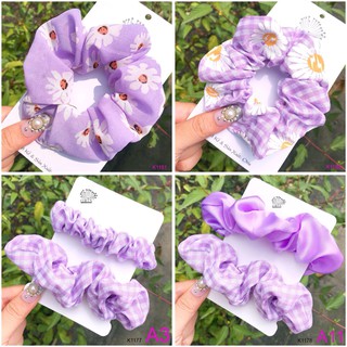 (Ảnh thật) Set 3 buộc tóc ,cột tóc scrunchies màu tím Orin K1179 K1178 K1177 K1180 K1181 K1204
