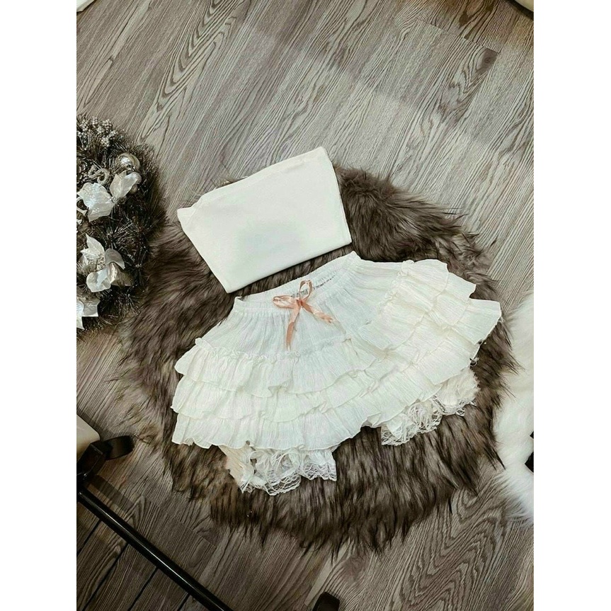 quần tầng đính nơ chất đẹp ảnh thật l