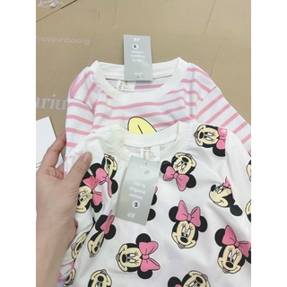 Set 2 bộ mickey kẻ hồng dành cho bé