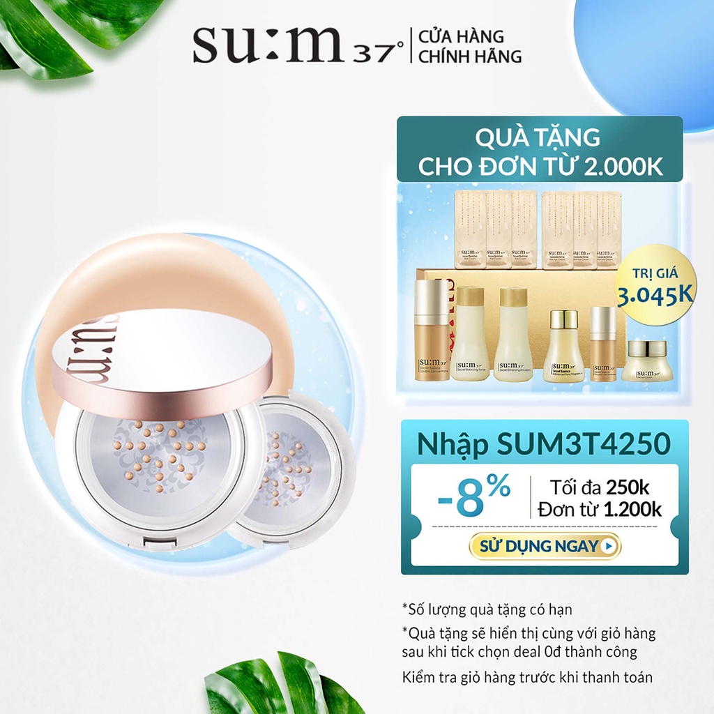 Chống nắng trang điểm dạng cushion Su:m37 Sun Away Cooling Sun CC SPF50+/PA+++ 15g (Tặng thêm lõi 15g)