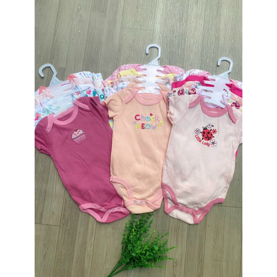 Bộ 5 bodysuit cho bé sơ sinh  body chip dành cho bé gái bé trai (0-12 tháng)