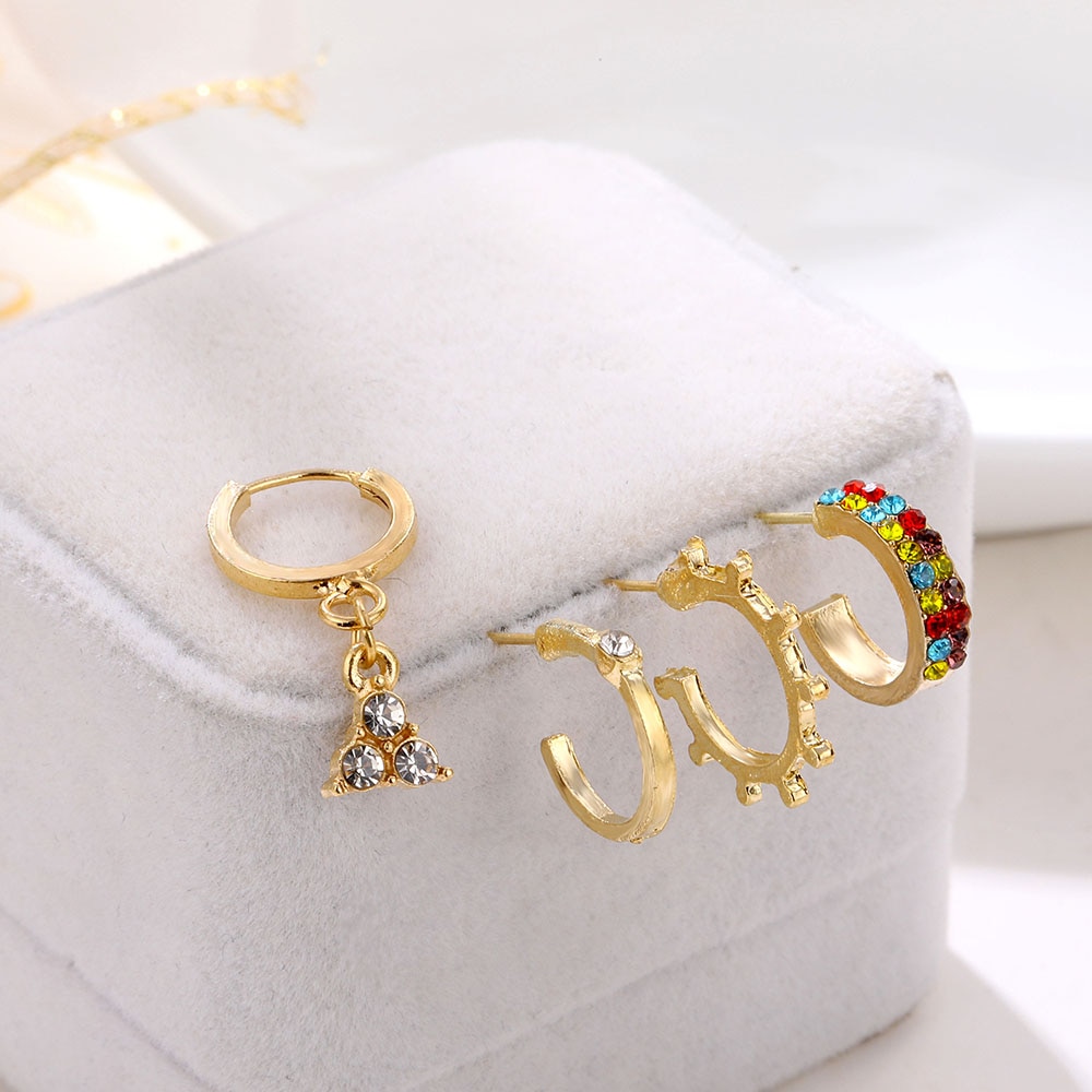 Set 4 Khuyên Tai Đính Đá Phong Cách Bohemian Dành Cho Nữ