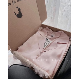 Set lụa trơn pizama phối ren siêu đẹp