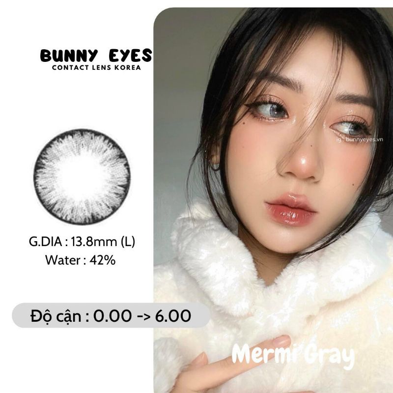 Lens Mắt Kính Áp Tròng BUNNY EYES - Mermi Xám Tây 14.5 Size L