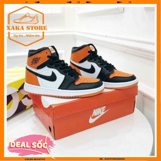 Giày Jodan Trắng Cam Màu Mới Cực Chất .Giày 𝐉𝐨𝐫𝐝𝐚𝐧 1 đen cam cao Thấp full bill + box