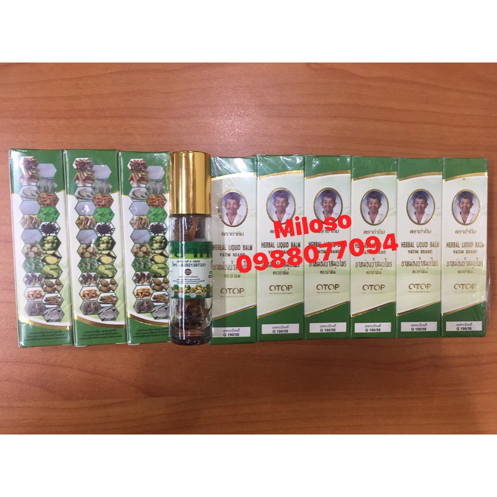 (AUTH) Dầu Lăn Thảo Dược 22 Vị Herbal Liqid Balm Yatim Brand Otop Thái Lan 8ml - không dùng cho trẻ em dưới 2 tuổi