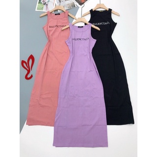 Đầm thun ôm sát nách phom dài