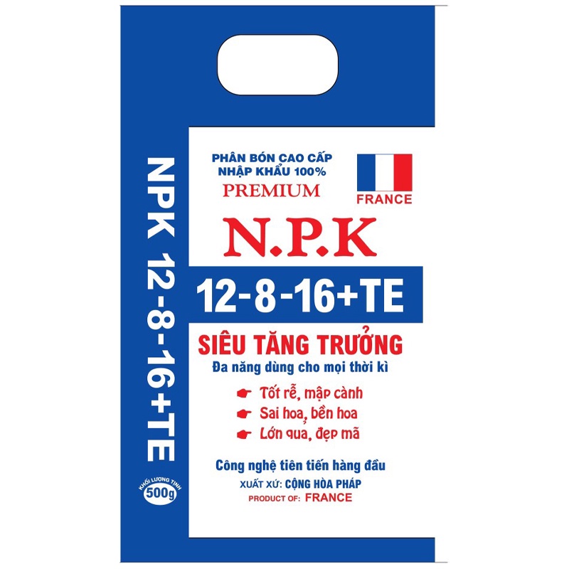 Phân Bón Siêu Tăng Trưởng Dùng Cho Mọi Giai Đoạn Của Cây NPK 12-8-16 + TE ( Trung Vi Lượng ) 500G