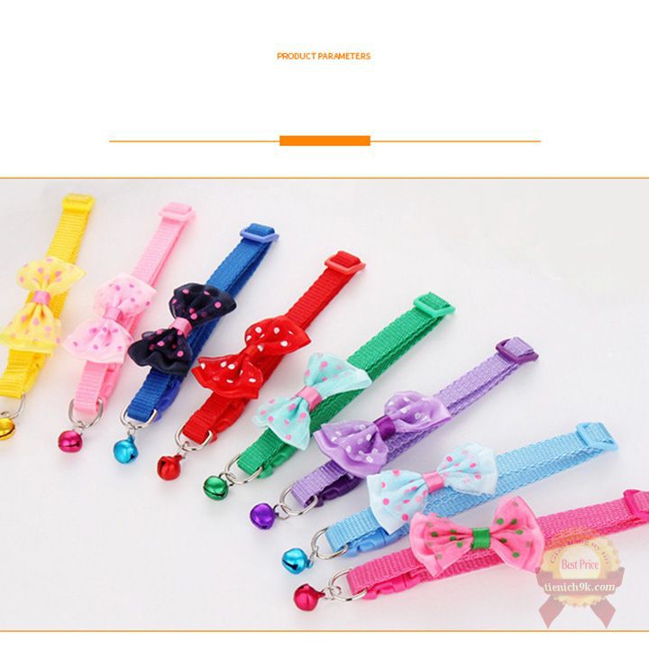 Vòng cổ nơ dễ thương cho thú cưng chó mèo bản to 1cm có đính chuông kêu lơ nhiều màu cute dễ thương