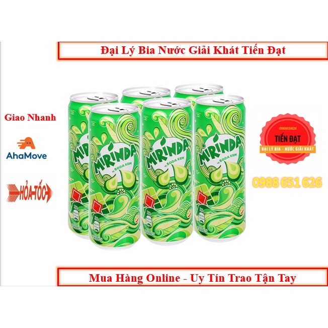 Lốc 6 Lon Mirinda Soda Kem Thái Và Việt 330ml