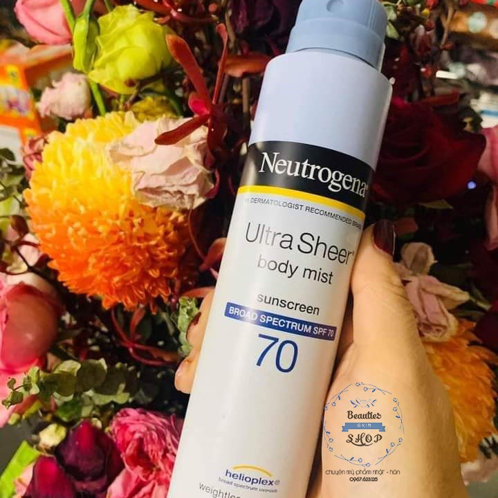 Xịt chống nắng Neutrogena Ultra Sheer Body Mist Sunscreen Broad Spectrum SPF 70 141g