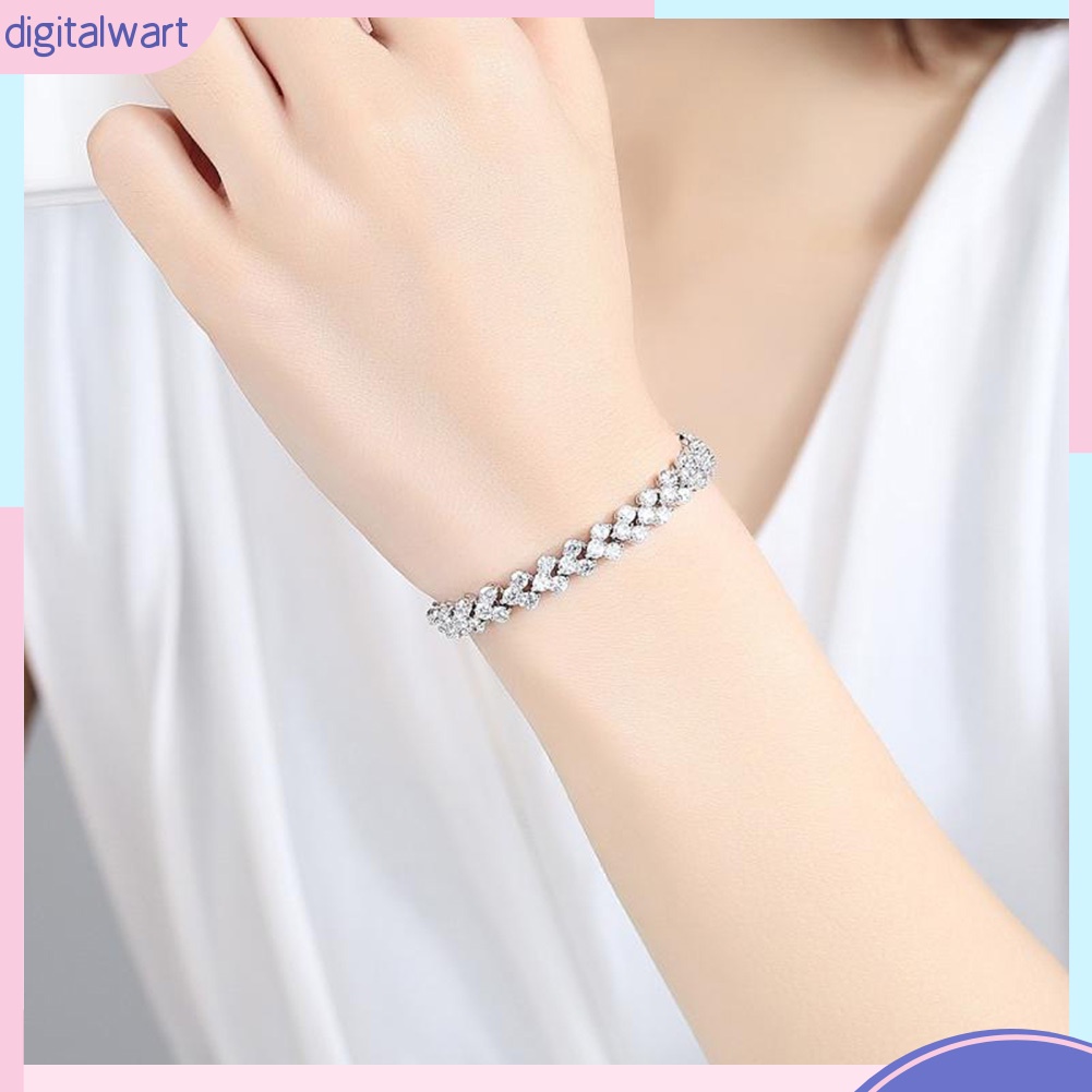 Vòng Tay Đính Đá Kiểu Dáng Đơn Giản Thanh Lịch Cho Nữ