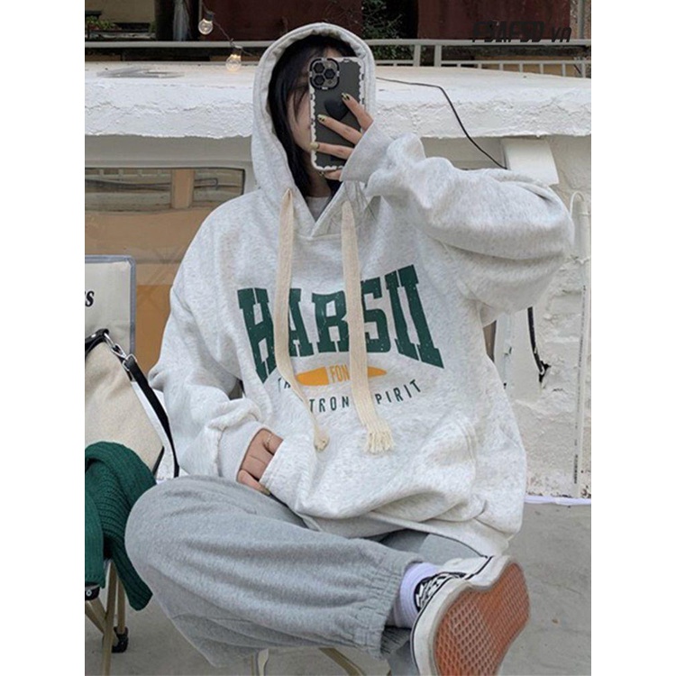 Áo Nỉ Nữ Dài Tay Cổ Tròn Form Rộng Thời Trang Hàn Mới