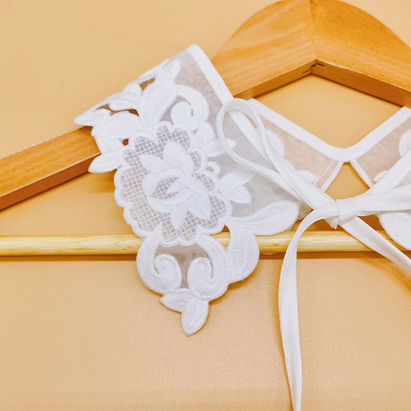 Khăn Choàng Cổ Màu Trắng Thêu Họa Tiết Hoa Lá Xinh Xắn Thời Trang Cho Nữ DIY