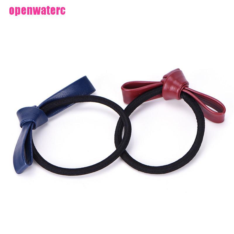 Dây Buộc Tóc Cao Su Co Giãn Bọc Da Phối Nơ Thời Trang Cho Nữ