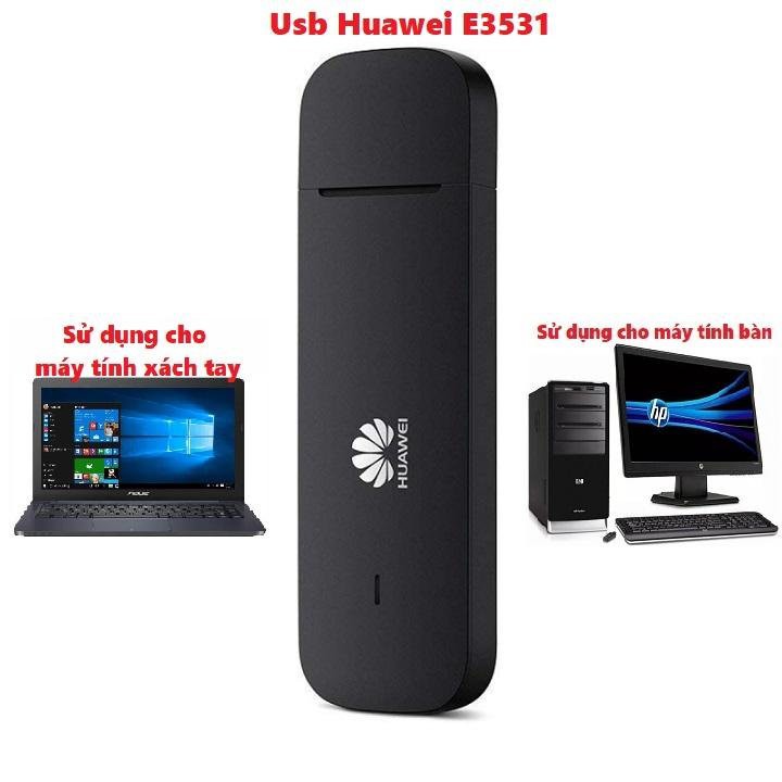 Dcom 3G LTE E3531 Hàng chuẩn Huawei - Kết Nối mạng siêu tốc cho Laptop , PC Chuyên ĐỔI IP MAC