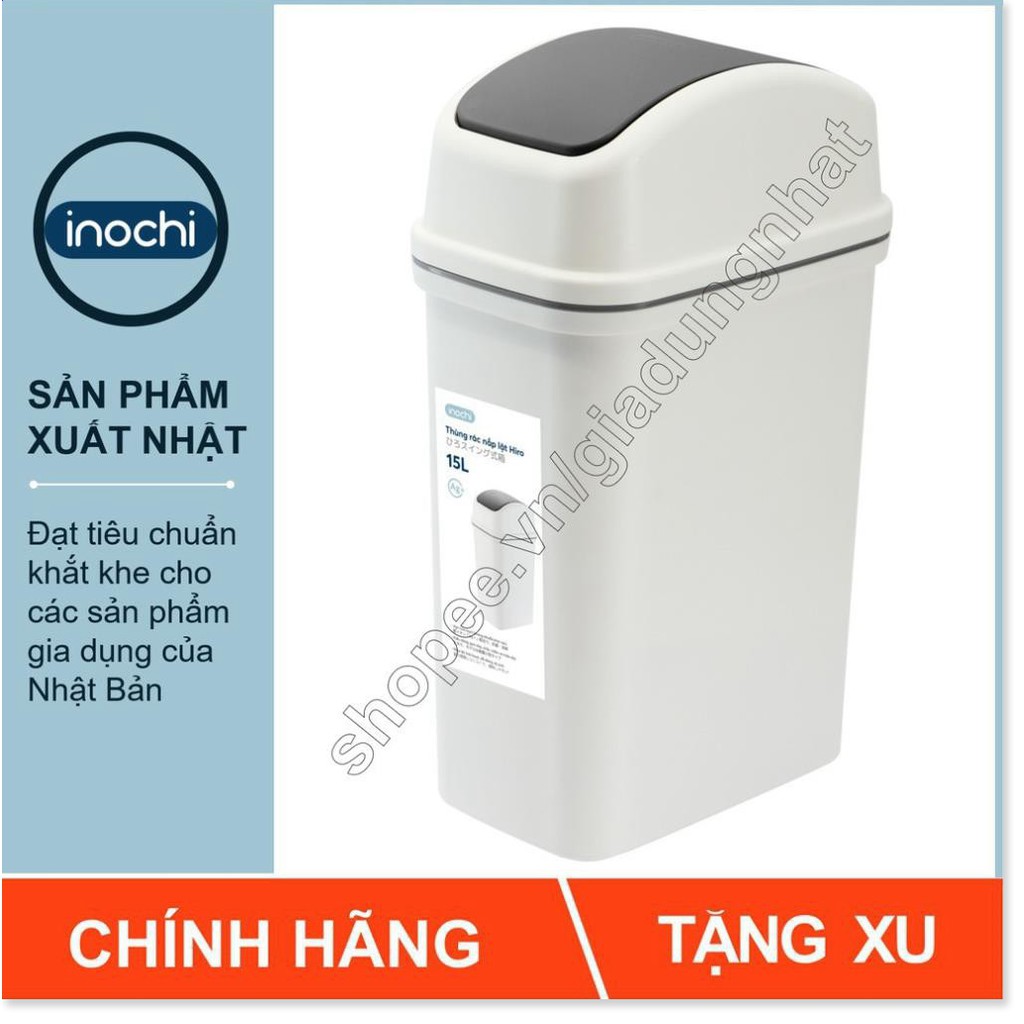 Thùng Rác Nhựa Nắp Lật Inochi 15 Lít Rất Đẹp Làm Sọt Rác Văn Phòng, Khách Sạn, Đựng Rác Gia Đình, Để Bàn Trong Nhà (tiêu