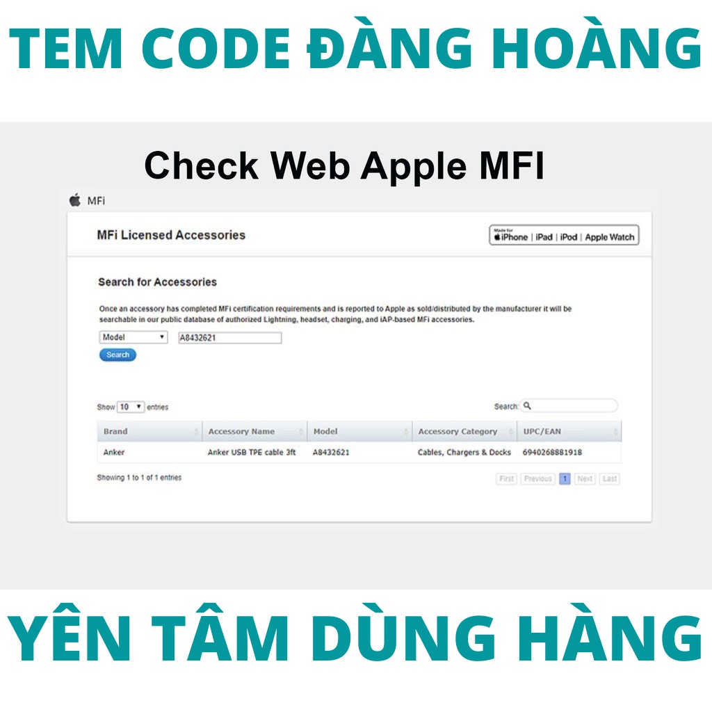 Dây sạc IPchính hãng Anker A8432 chIPC89 cáp sạc nhanh IPtablet táo-halustore